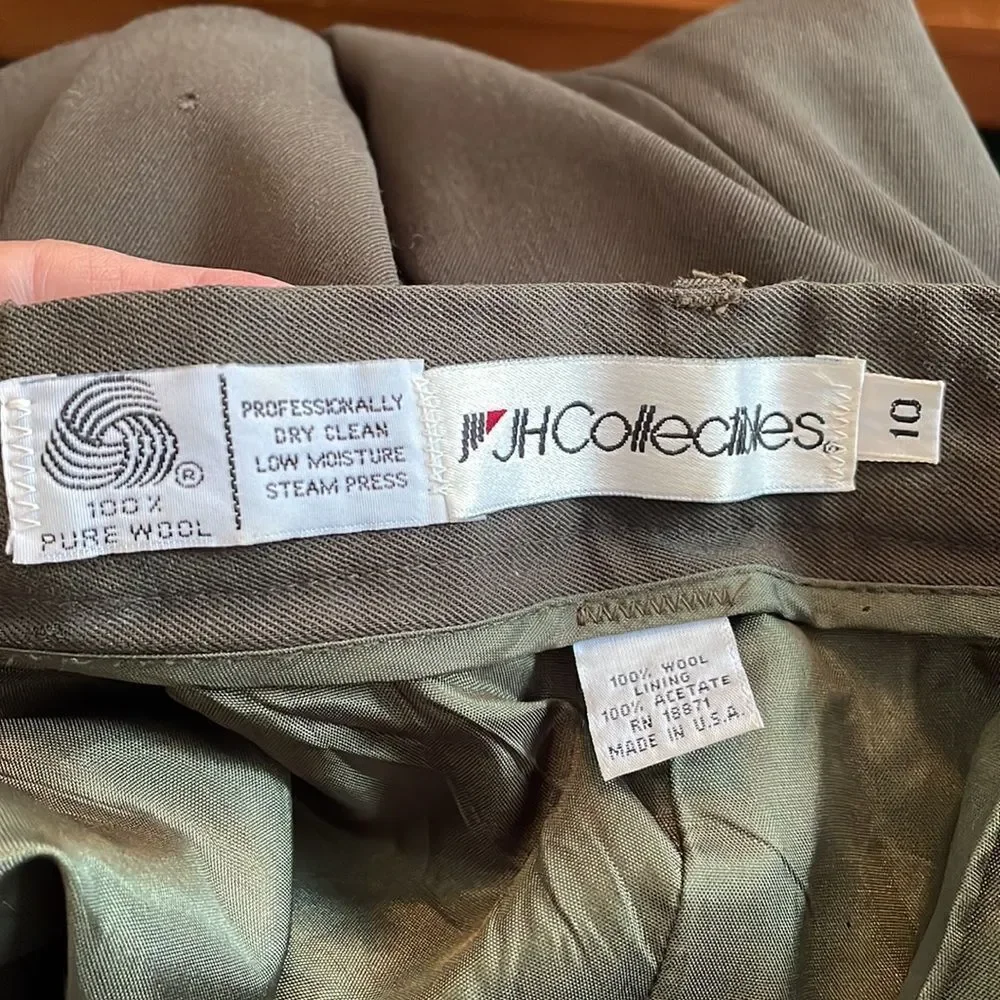Vtg 70s/80s JH Collectibles dark army‎ green high waisted pleat front pants - Picture 7 of 15